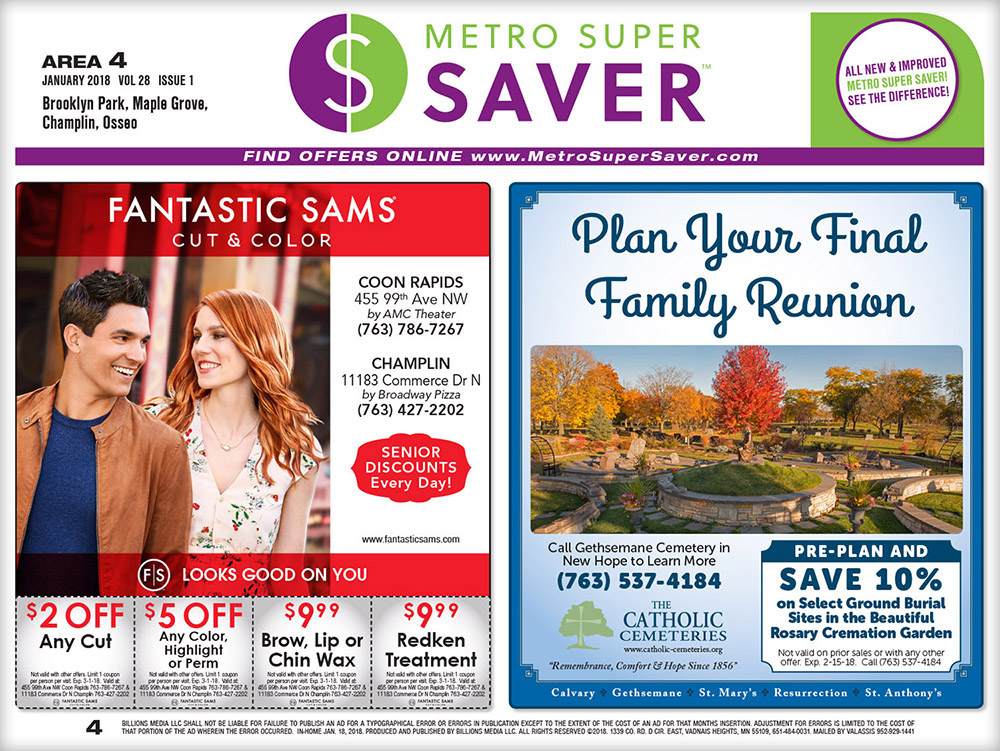 twin cities advertising - front page ad design and masthead for metro super saver