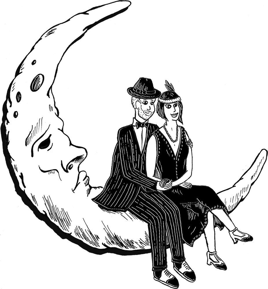 "Wedding Moon Portrait" Twin Cities illustration pen and ink