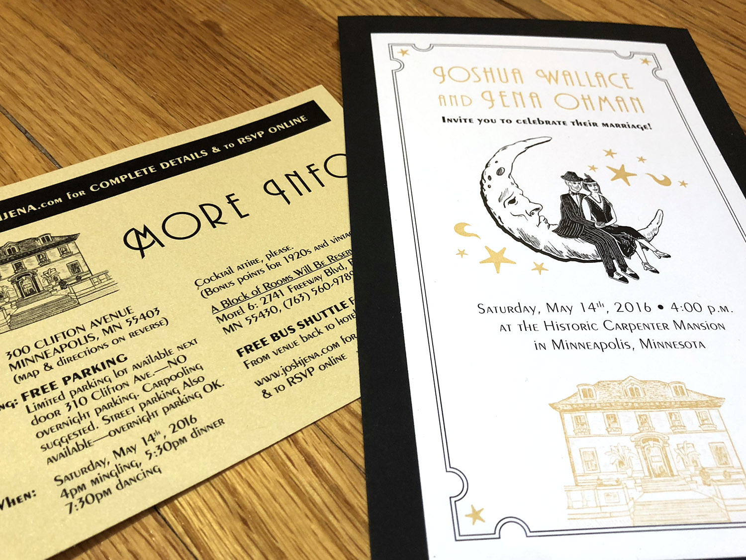 Twin Cities wedding Invitation design for a 1920s Themed Celebration