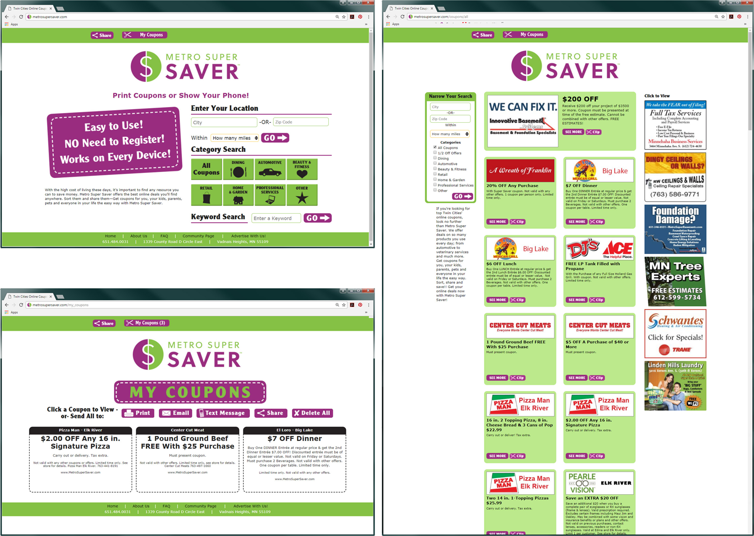 twin cities web design for metro super saver website