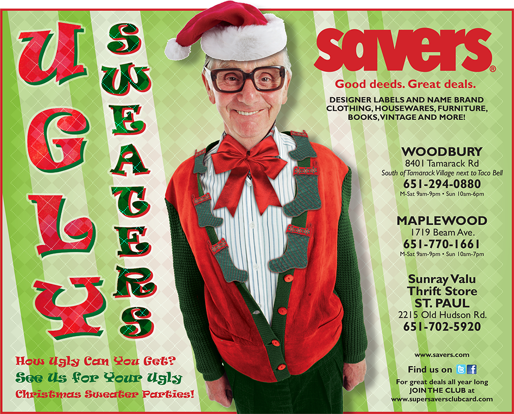 twin cities graphic design example - savers ugly sweater advertisement